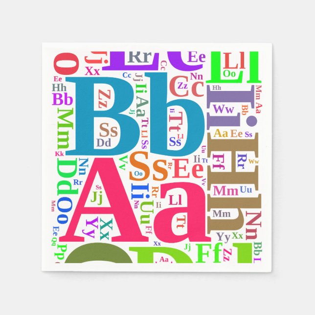 Colorful alphabet paper napkins (Front)