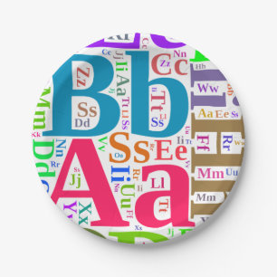 Colorful alphabet paper plates