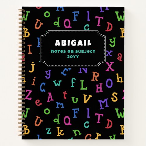 Colorful Alphabet Pattern Back to School  Notebook