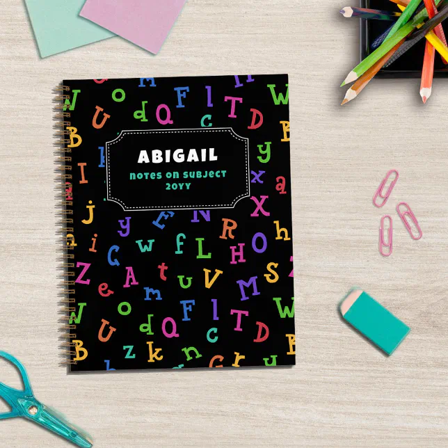 Colorful Alphabet Pattern Back to School Notebook | Zazzle
