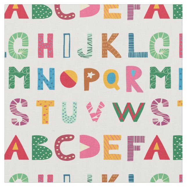 Colorful Alphabet Pattern Fabric (Close Up)