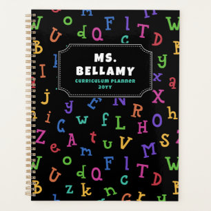 Colorful Alphabet Pattern Teacher Student Planner