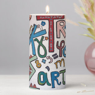 Colorful Alphabet Pillar Candle