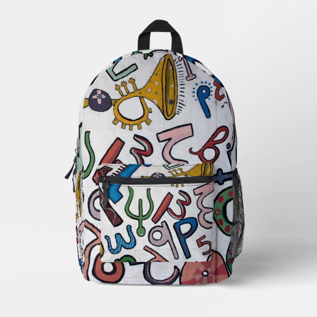 Colorful Alphabet Printed Backpack (Front)
