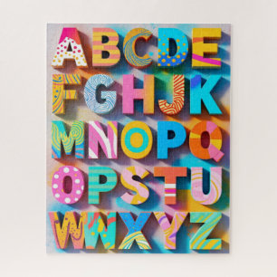 Colorful Alphabet Puzzle with Missing Letters