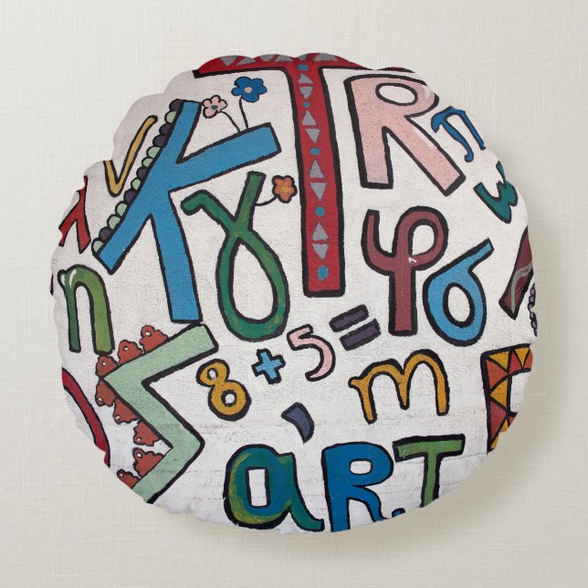 Colorful Alphabet Round Pillow (Front)