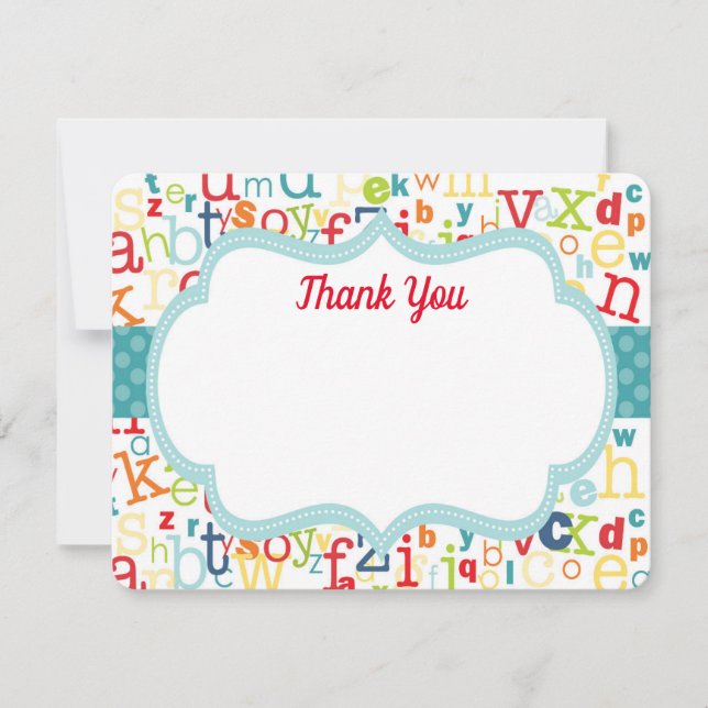 Colorful Alphabet Thank You Note Card (Front)