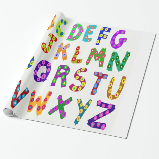 Colorful Alphabet Wrapping Paper (Unrolled)