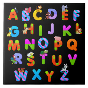Colorful Alphabetical Letters Ceramic Tile