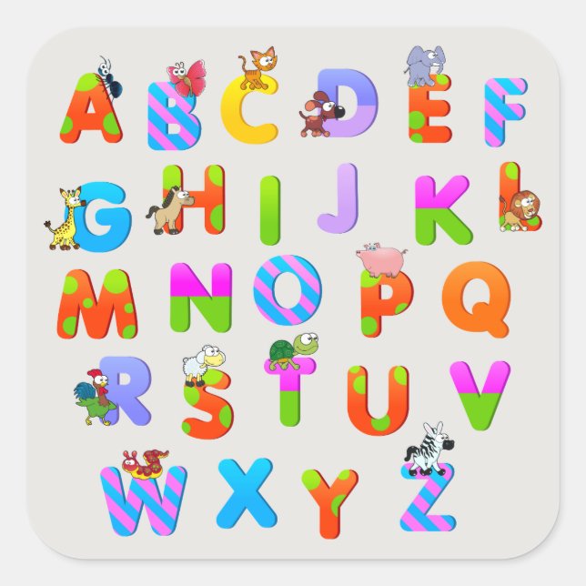 Colorful Alphabetical Letters Square Sticker (Front)