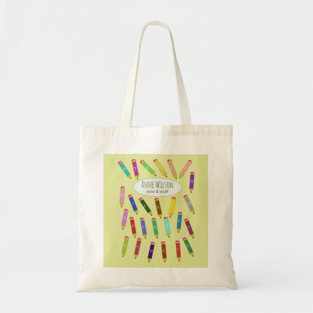  Colorful Alphabetical Pencils design Tote Bag (Front)