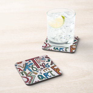Colorful Alphabets  Beverage Coaster