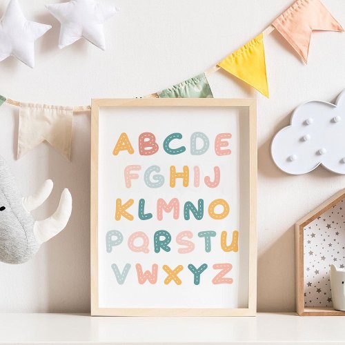 Colorful Alphabets Cute  Nursery Poster