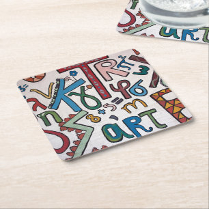Colorful Alphabets Paper Coaster