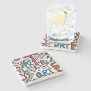 Colorful Alphabets Stone Coaster