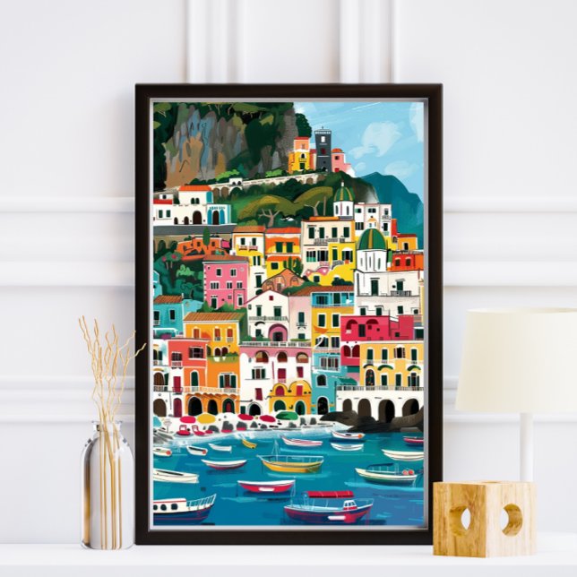 Colorful Amalfi Coast Beach Illustration Photo Print (Creator Uploaded)
