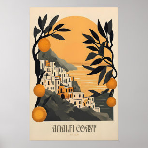 Colorful Amalfi Coast Print Vintage Italy Travel