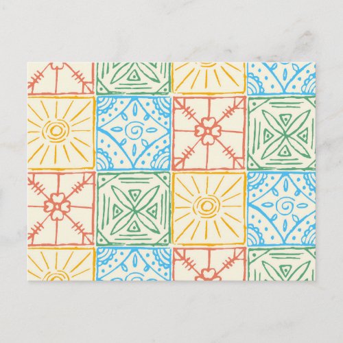 Colorful Amalfi style tile seamless pattern Holiday Postcard
