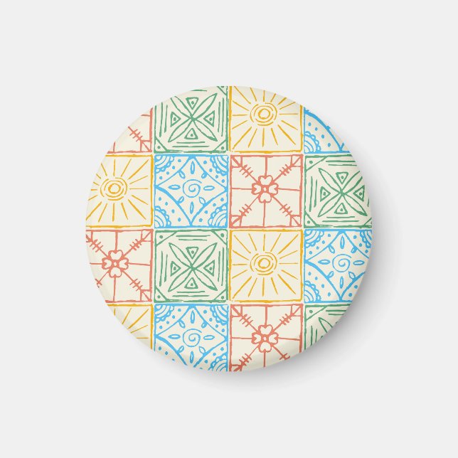 Colorful Amalfi style tile seamless pattern Magnet (Front)