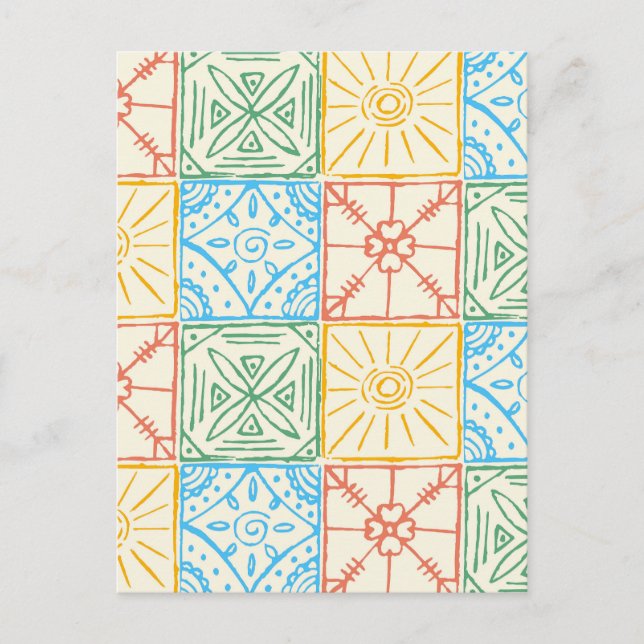 Colorful Amalfi style tile seamless pattern Postcard (Front)