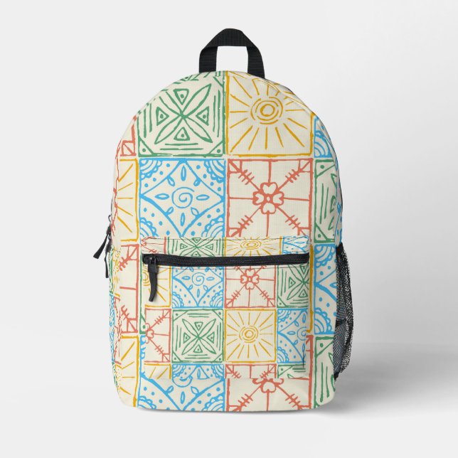 Colorful Amalfi style tile seamless pattern Printed Backpack (Front)