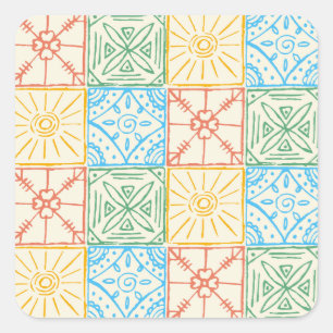 Colorful Amalfi style tile seamless pattern Square Sticker