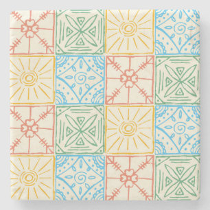 Colorful Amalfi style tile seamless pattern Stone Coaster