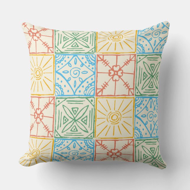 Colorful Amalfi style tile seamless pattern Throw Pillow (Front)