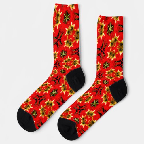 Colorful Amaryllis Pattern Socks