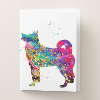 Colorful American Akita Inu Pocket Folder
