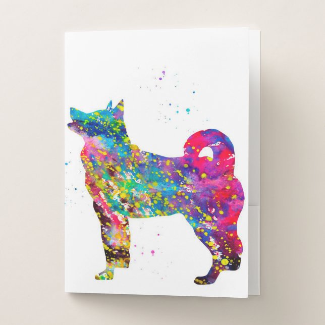 Colorful American Akita Inu Pocket Folder (Front)