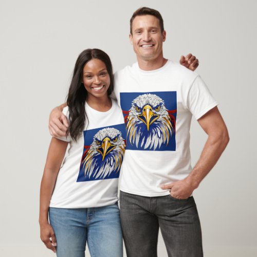 Colorful American Eagle Head with Symbolic Majesty T_Shirt