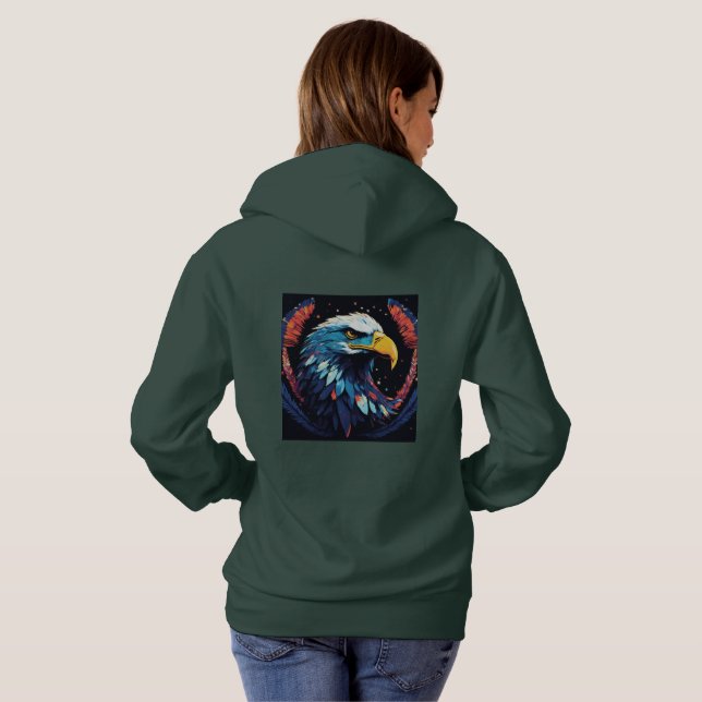 Colorful American Eagle Patriotic T-Shirt Design Hoodie (Back Full)