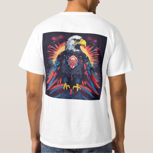 Colorful American Eagle with patriotic symbols  T_Shirt