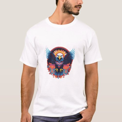 colorful american eagle with patriotic symlbols T_Shirt