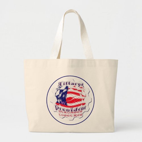 Colorful American Flag Colors Hillary for USA Pres Large Tote Bag