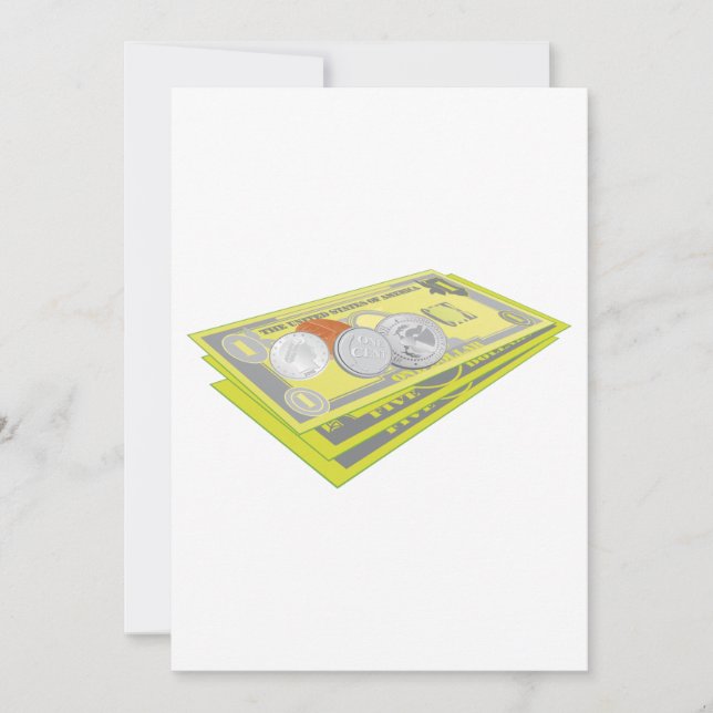 Colorful American Money Cash and Coins  Invitation (Front)