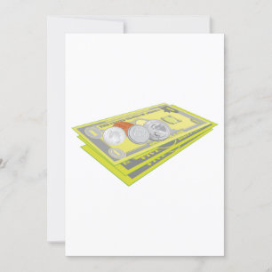 Colorful American Money Cash and Coins Invitation