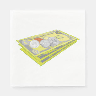 Colorful American Money Cash and Coins Napkins