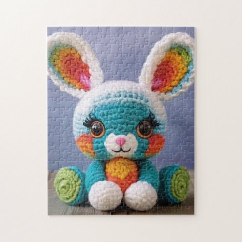 Colorful Amigurumi Bunny  Adorable Rabbit Crochet Jigsaw Puzzle