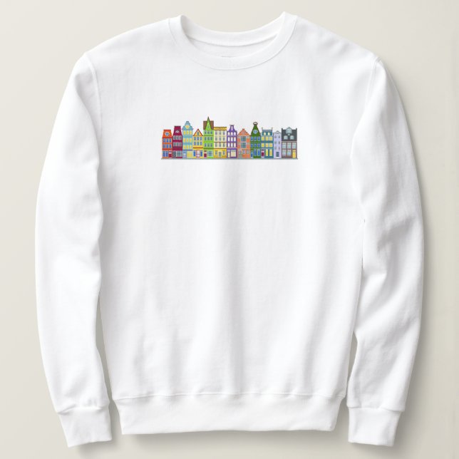 Colorful Amsterdam Row Houses Warm Cozy Sweatshirt (Design Front)
