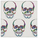 Colorful Anatomical Sugar Skull Mosaic Pattern Fabric