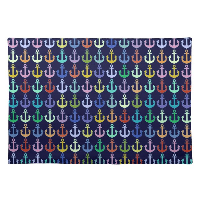 colorful anchor pattern navy design cloth placemat (Front)