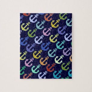 colorful anchor pattern navy design jigsaw puzzle