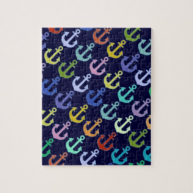 colorful anchor pattern navy design jigsaw puzzle (Vertical)