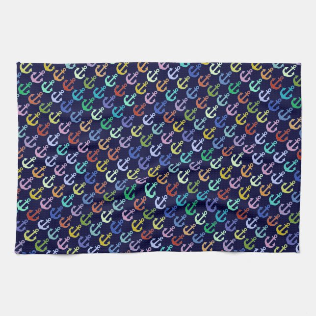 colorful anchor pattern navy design kitchen towel (Horizontal)