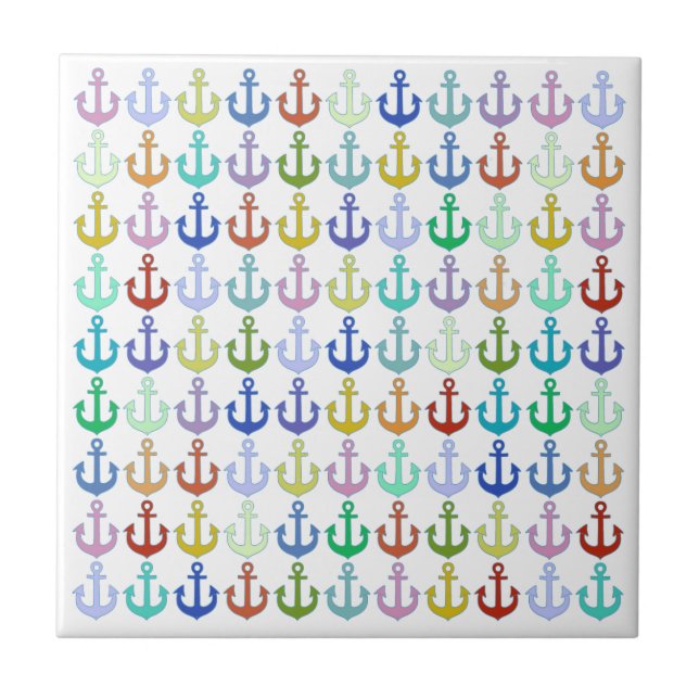 colorful anchor pattern navy design tile (Front)