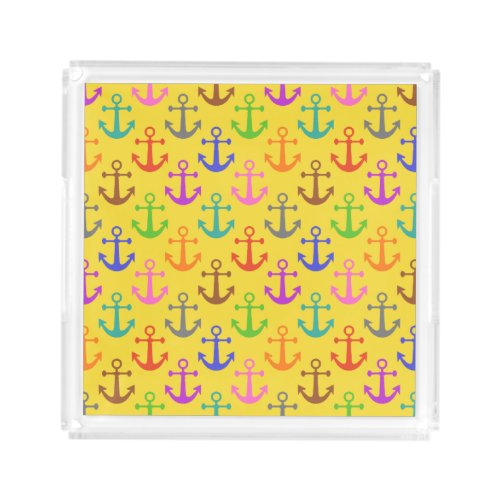 Colorful Anchor Pattern Retro Nautical Acrylic Tray
