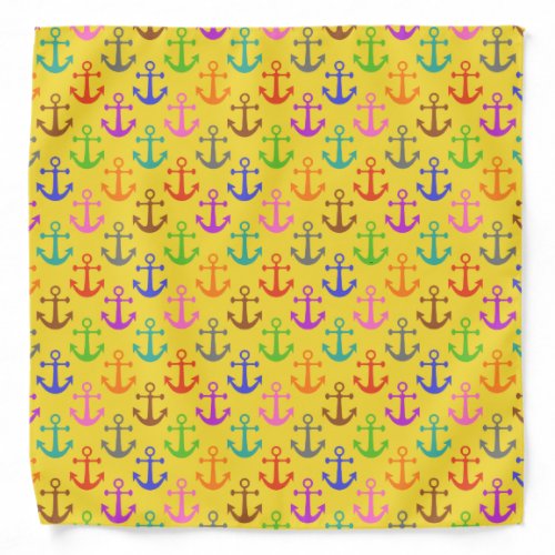 Colorful Anchor Pattern Retro Nautical Bandana