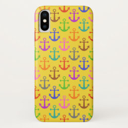 Colorful Anchor Pattern Retro Nautical iPhone XS Case